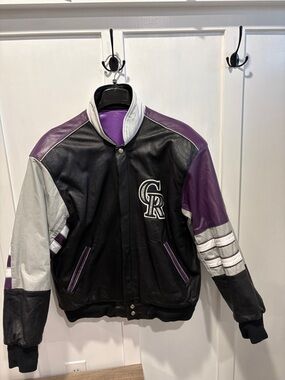Jeff Hamilton Colorado Rockies Black & Purple Leather Jacket Reversible